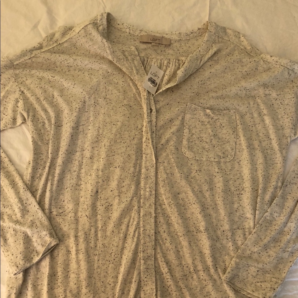 Loft white speckled long sleeve tee